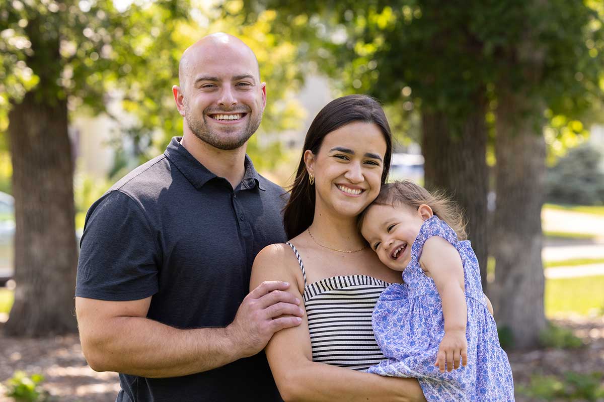 Sami Scheetz with his wife and daughter